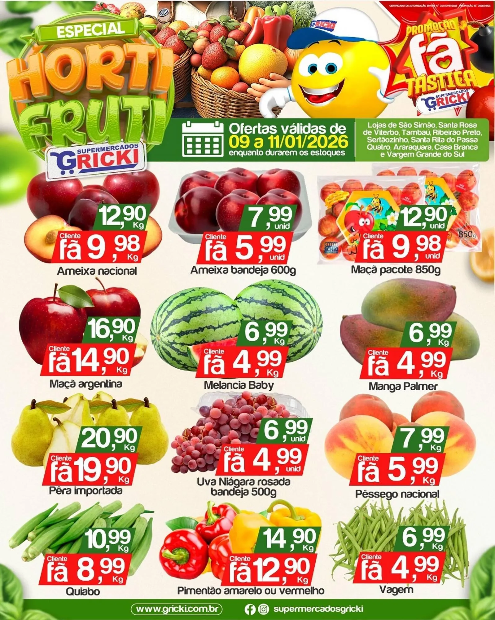 Encarte de Catálogo Supermercados Gricki 9 de janeiro até 11 de janeiro 2026 - Pagina 1