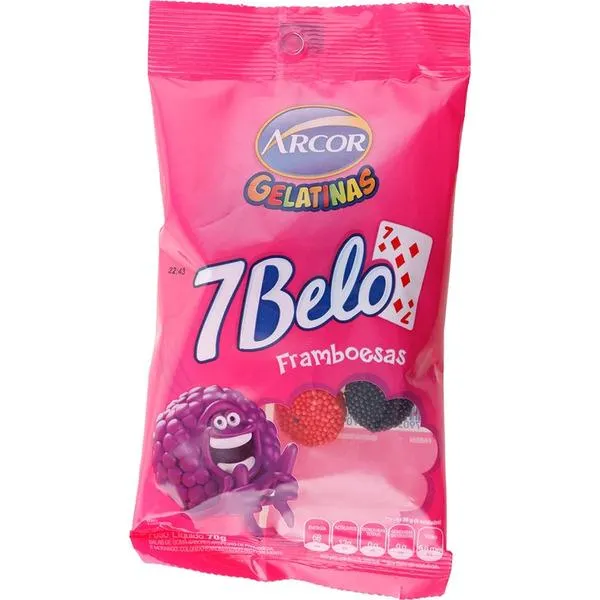 Bala Arcor 7 Belo Gelatinas Framboesa 70g