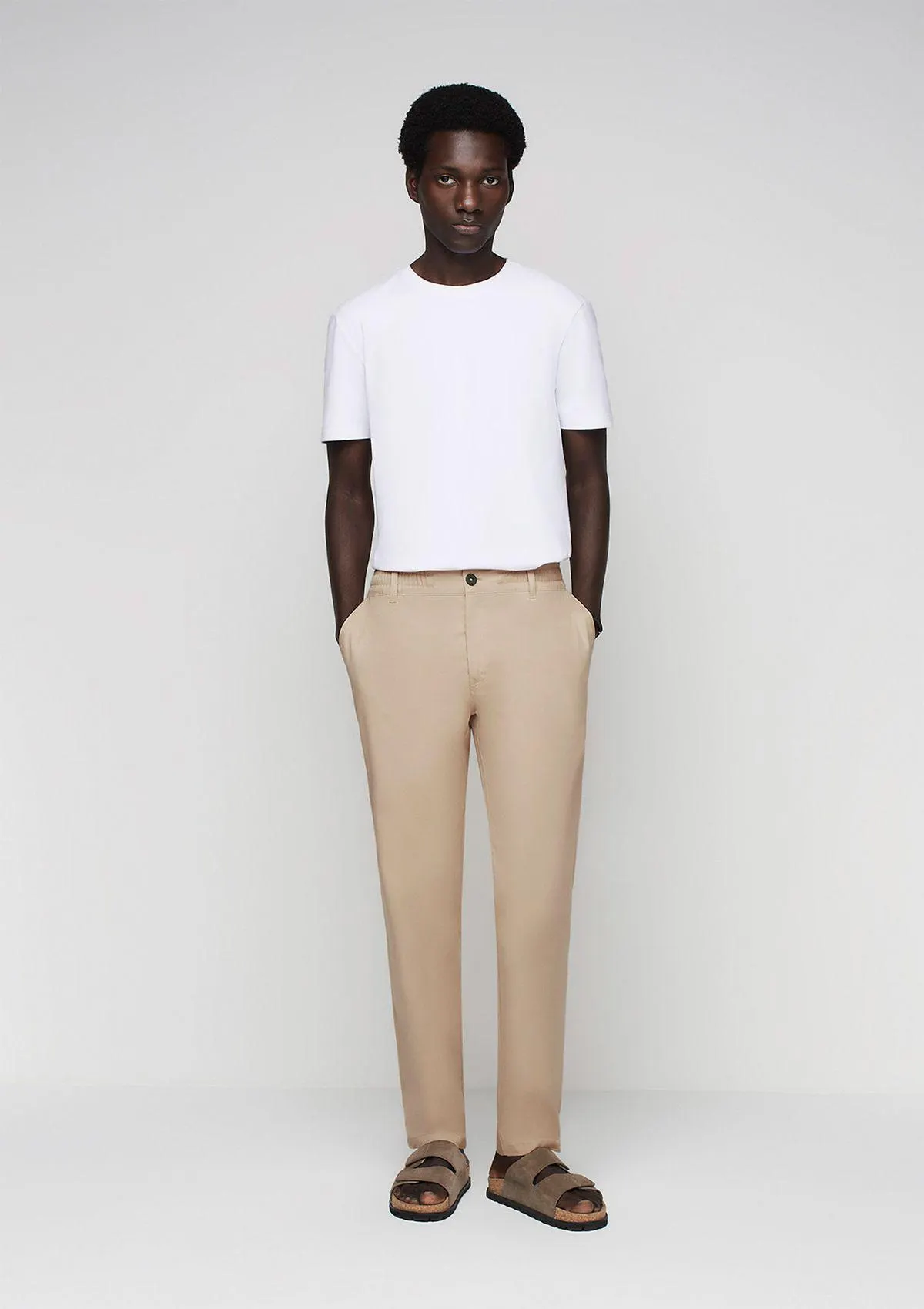 Calça Masculina Slim Fit Em Tecido - Marrom