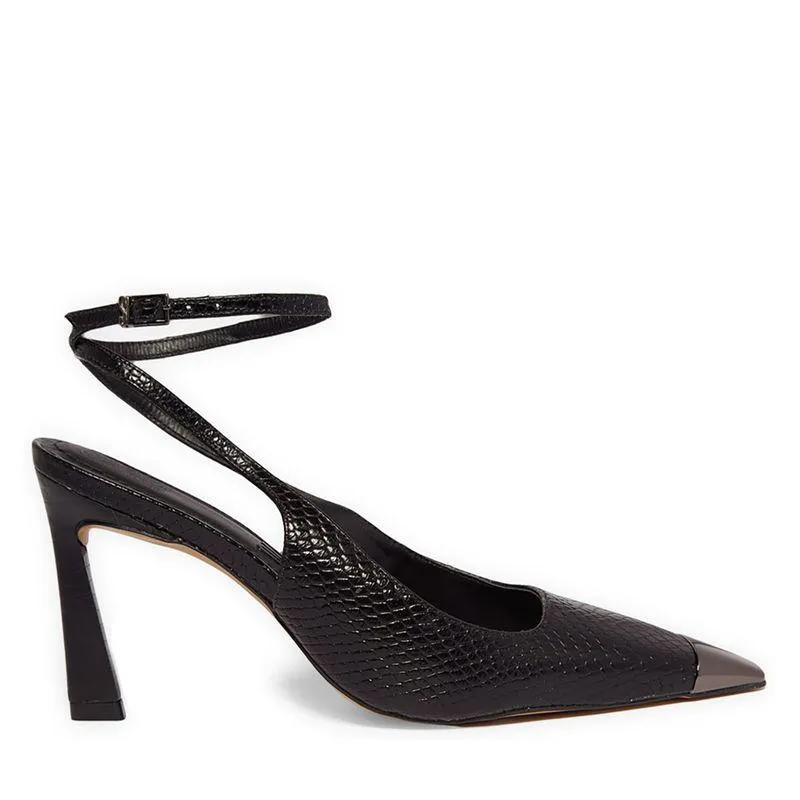 Scarpin couro snake soft preto
