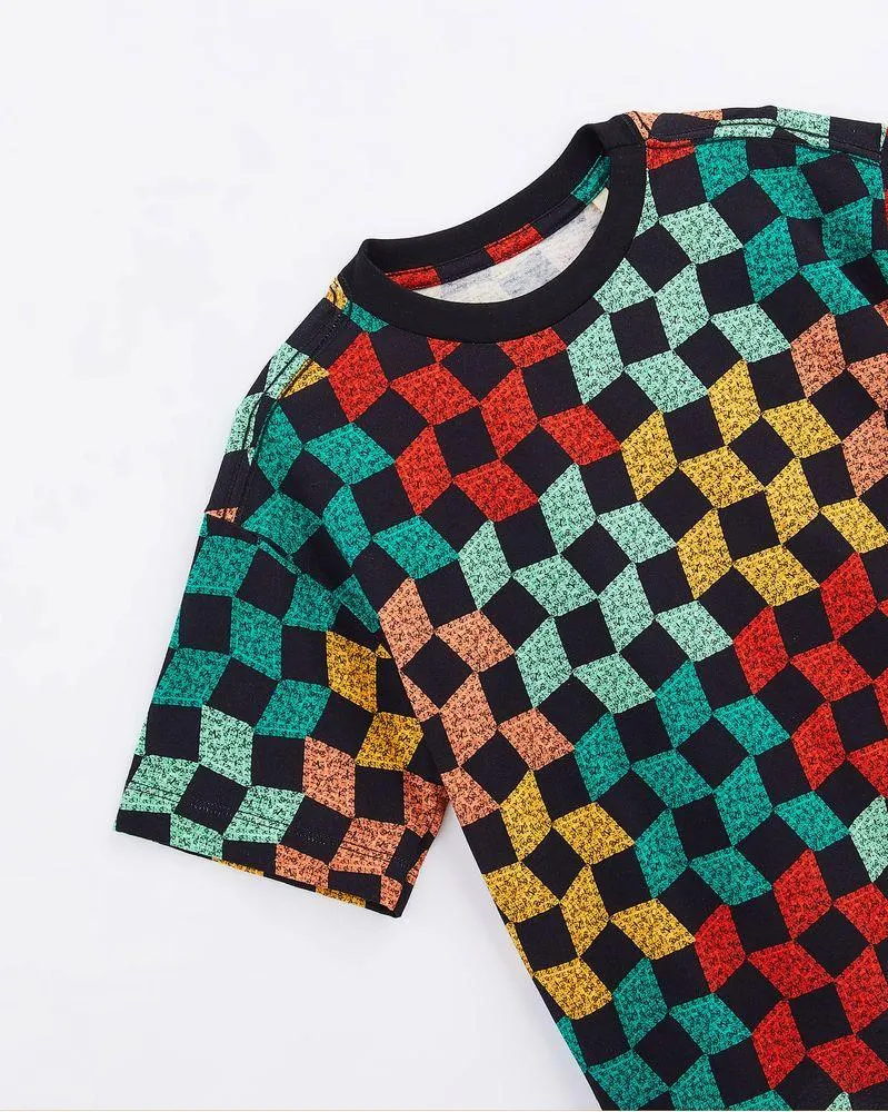 Camiseta Malha Cubinhos Color
