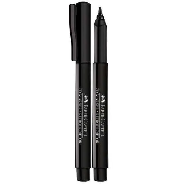 Pincel Marcador Retroprojetor e CD DVD Preto 1,0mm 1 UN Faber Castell