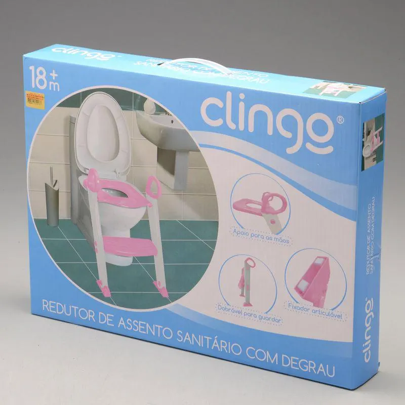 Redutor de Assento Sanitário Com Degrau Rosa - C2504