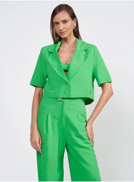 Blazer Linho Alfaiataria Reta