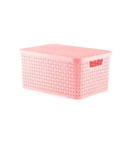 Caixa Organizadora Rattan Rosa Baby New Plastic 9,5L 31,5x21,5x15cm 7441256