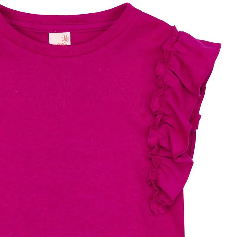 Blusa Infantil Menina Rib Babados Rosa