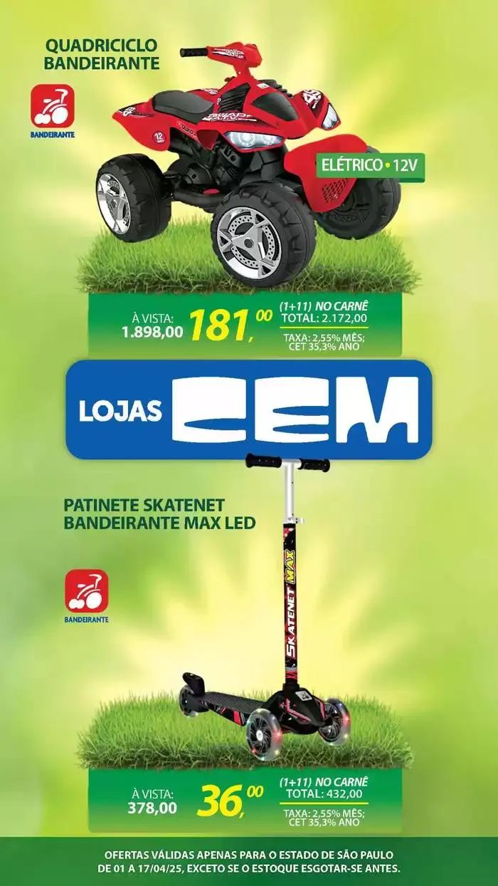 Encarte de Encarte Lojas Cem 3 de abril até 17 de abril 2025 - Pagina 106