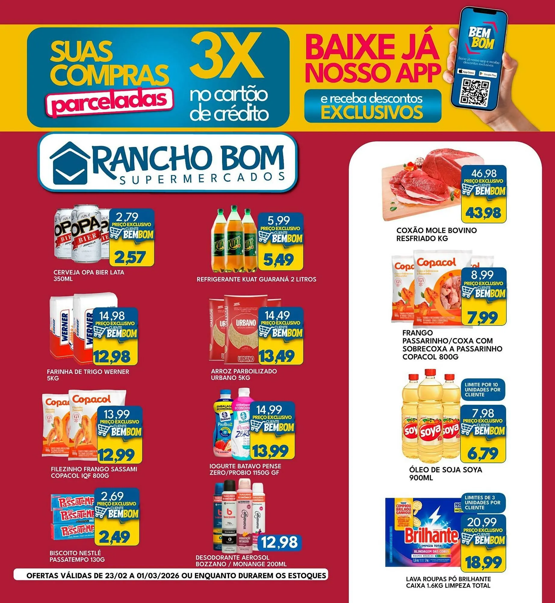 Encarte de Catálogo Rancho Bom Supermercados 23 de fevereiro até 1 de março 2026 - Pagina 1