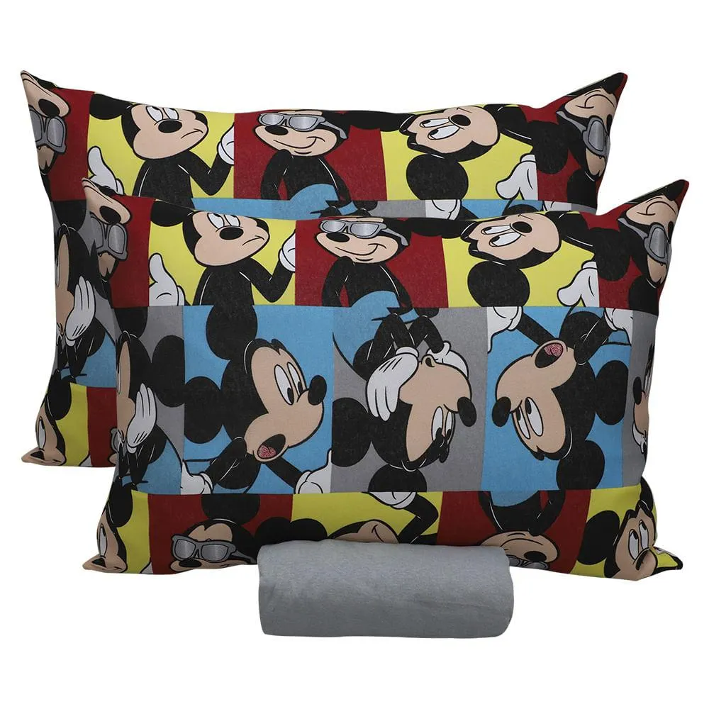 Jogo Cama Casal Disney Mickey Glasses Cinza 100% Algodão 30cm 3 Peças 0310498 - Portallar
