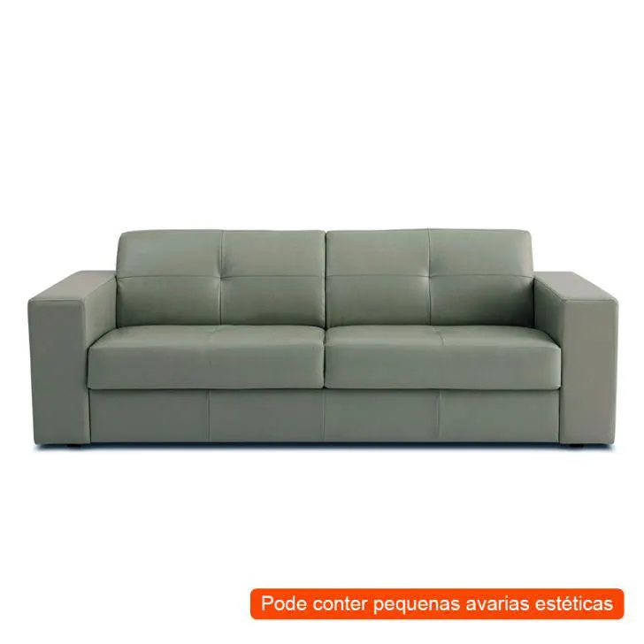 [OUTLET] Sofá 3 Lugares Belver Couro Sherwood Griggio 208 cm