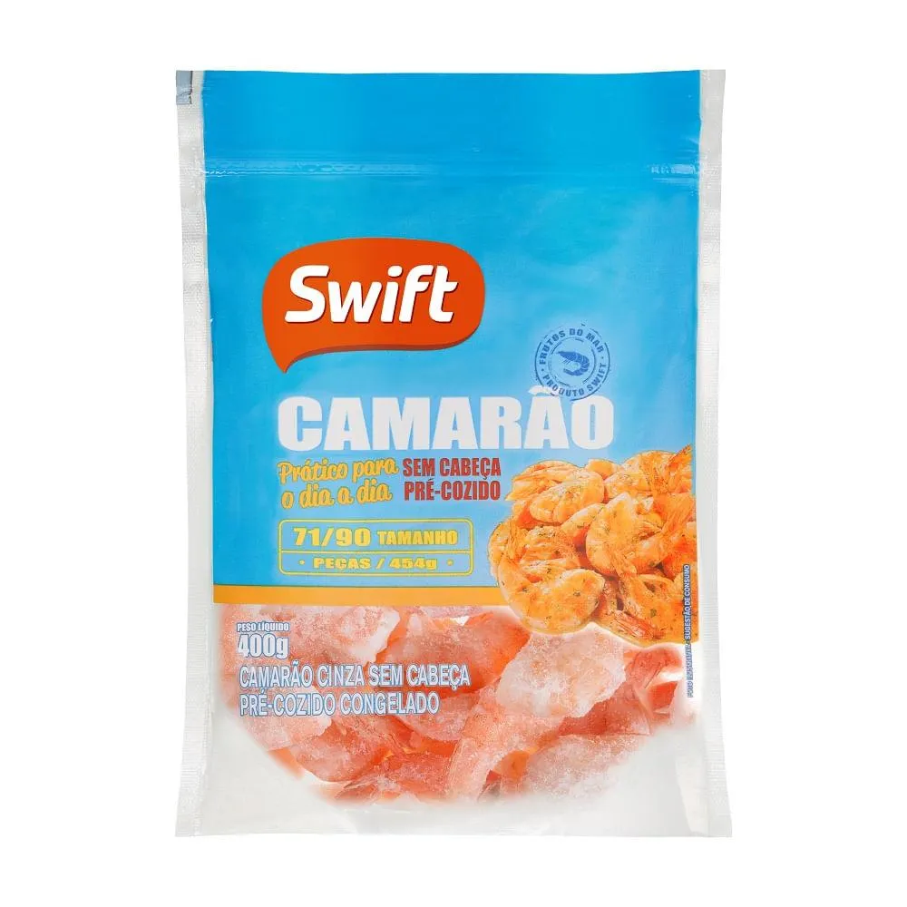 Camarão 71/90 Pré-Cozido Swift Sem Cabeça 400g