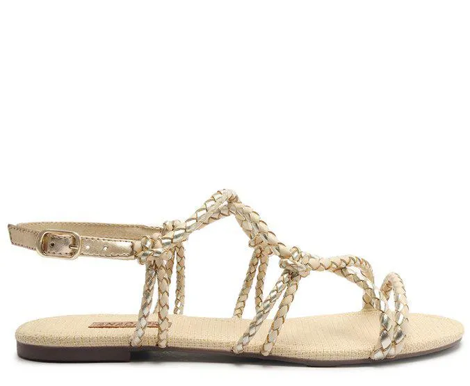 Sandália Entrelaçada Dourada Chicote