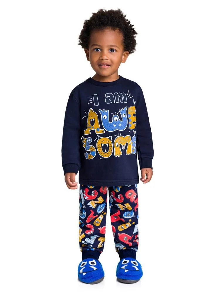 Pijama infantil menino de monstrinhos Brandili