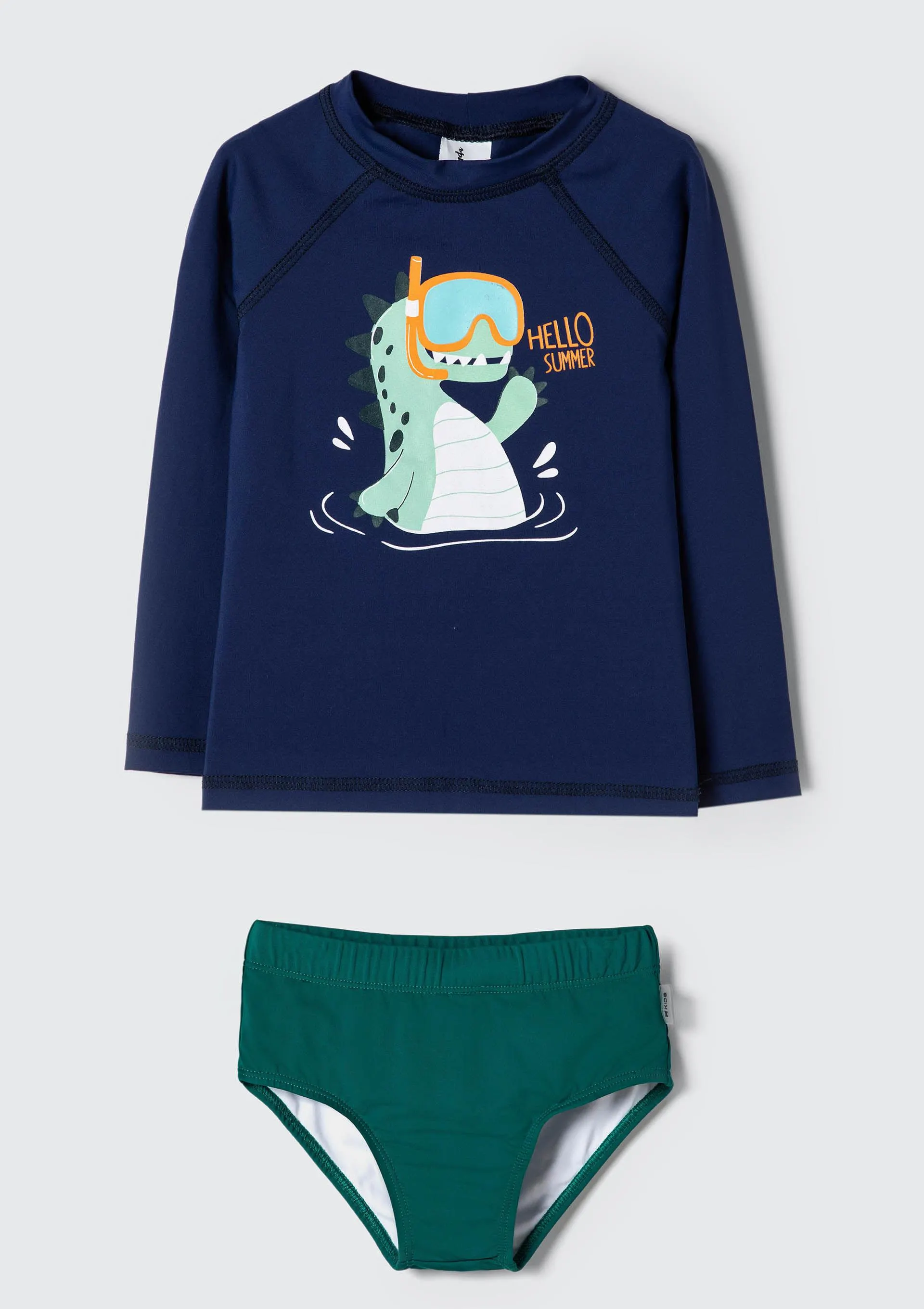 Conjunto Praia Infantil Menino Toddler Com Proteção Solar - Azul