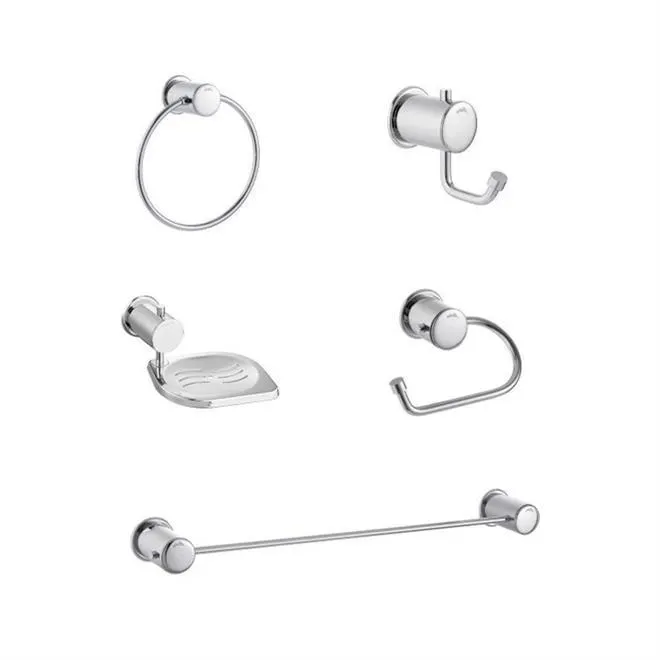 Kit Acessórios Para Banheiro 5 Peças Cromado Domus Meber