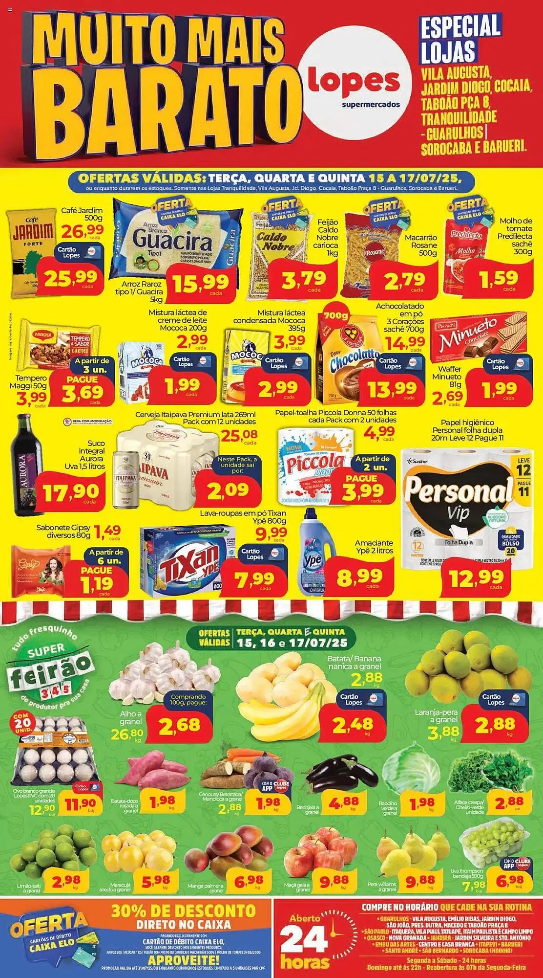 Encarte de Catálogo Lopes Supermercados 15 de julho até 17 de julho 2025 - Pagina 1