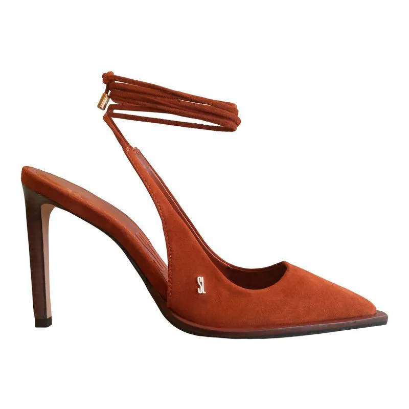 Sapato Scarpin Marrom Couro Salto Alto