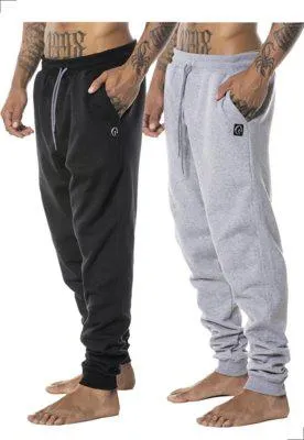 Kit 2 Calças Jogger Moletom Cinza E Preta Masculina Bolsos Laterais