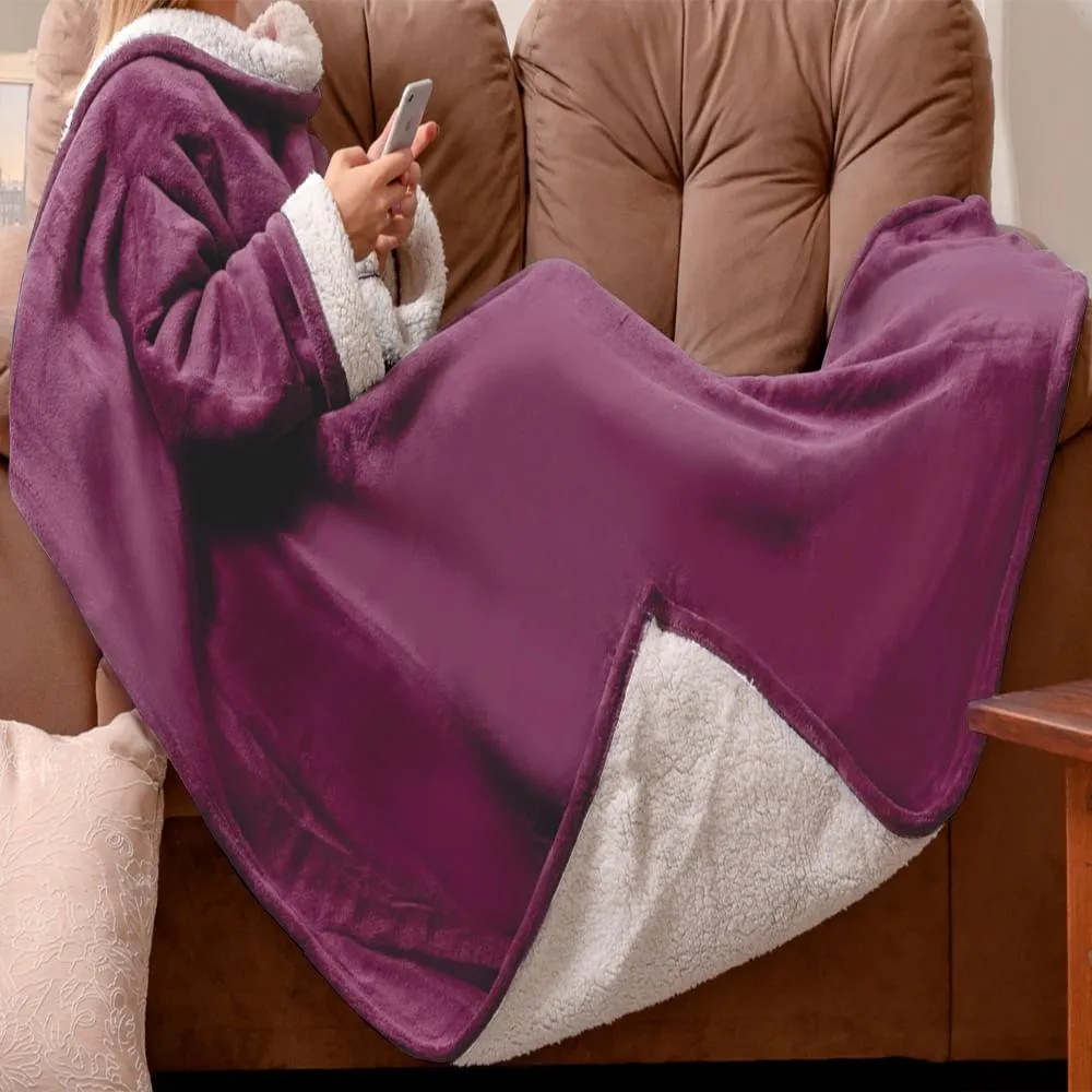 Manta Sherpa com Manga 100% Poliéster Lilás 160x130cm CB0021 - Gzt