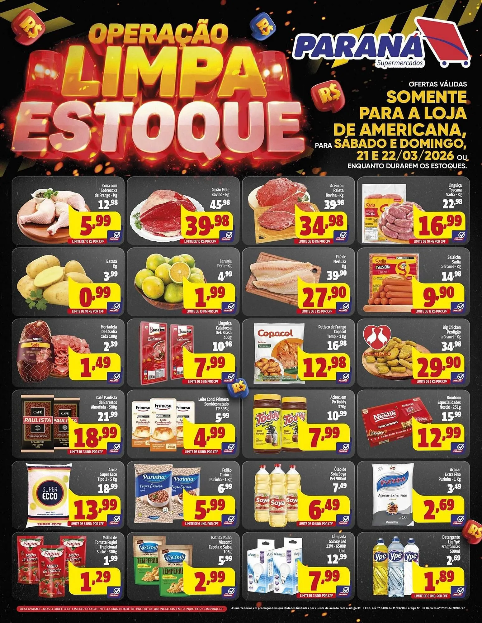 Encarte de Folheto Supermercado Paraná 20 de março até 22 de março 2026 - Pagina 1