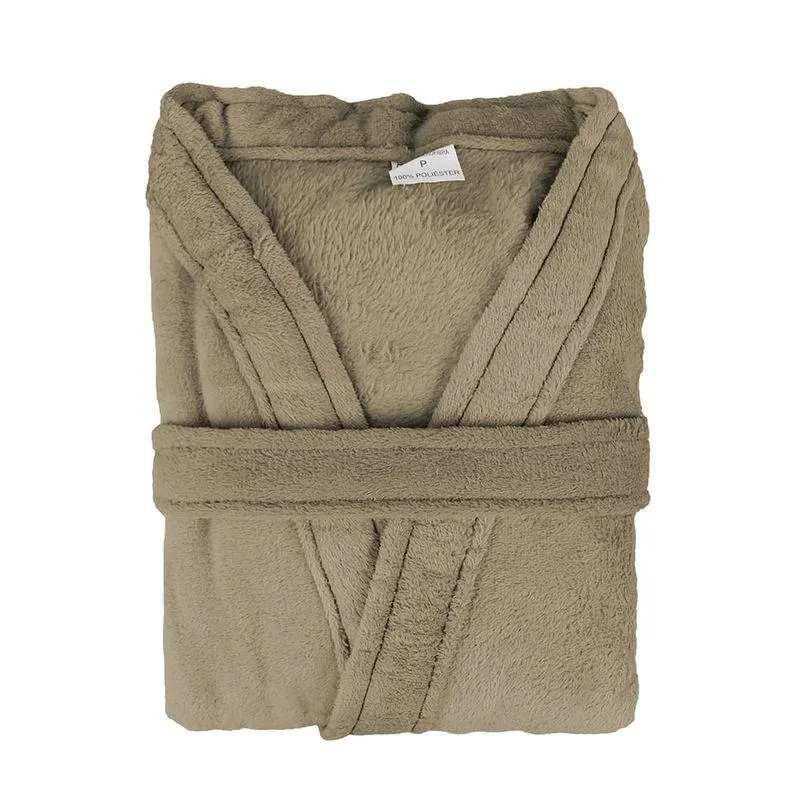 Roupão Microfibra Sem Gola Com Cinta 100% Poliéster Tamanho G Linho - Sofisticata