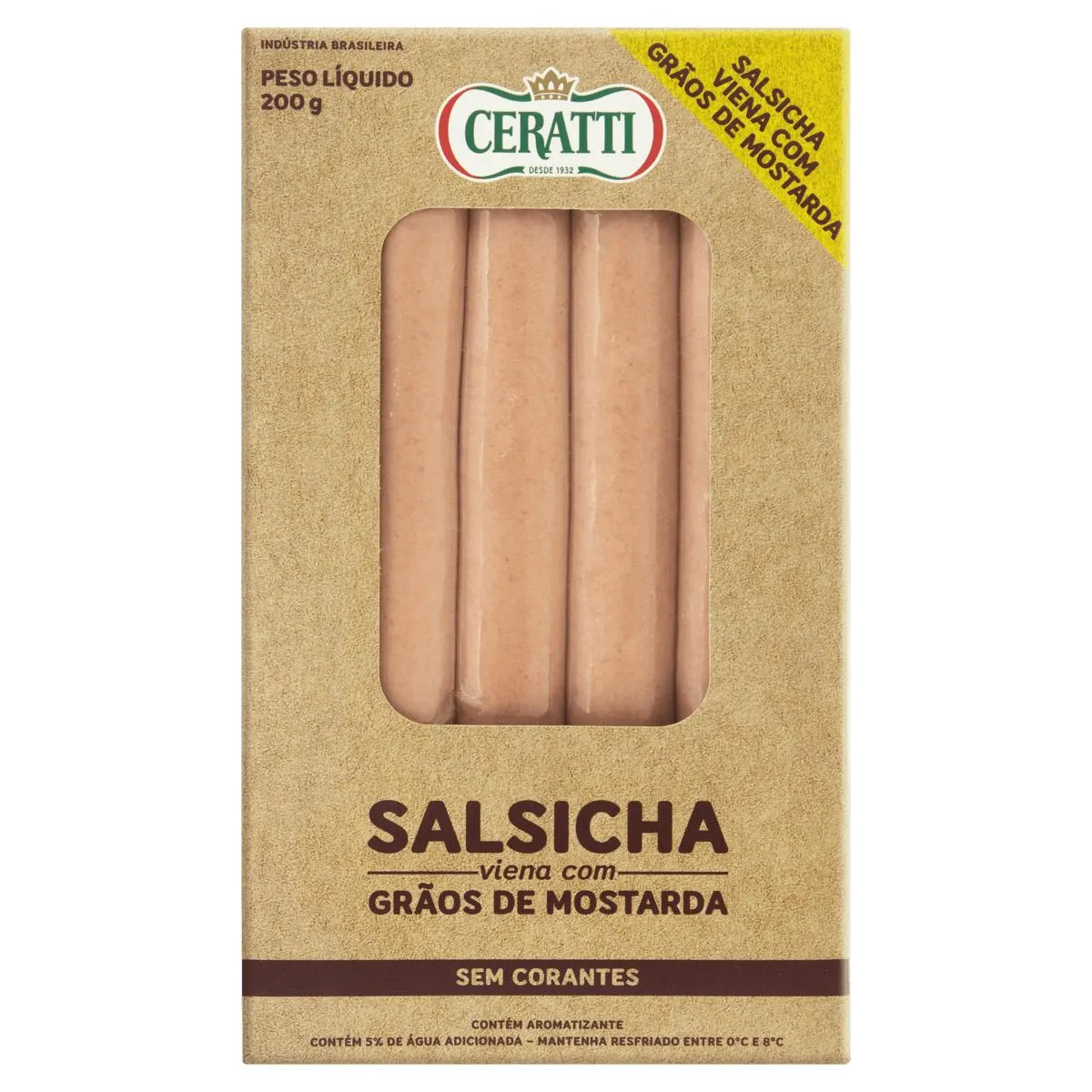 Salsicha Viena CERATTI Grãos de Mostarda sem Corantes 200g