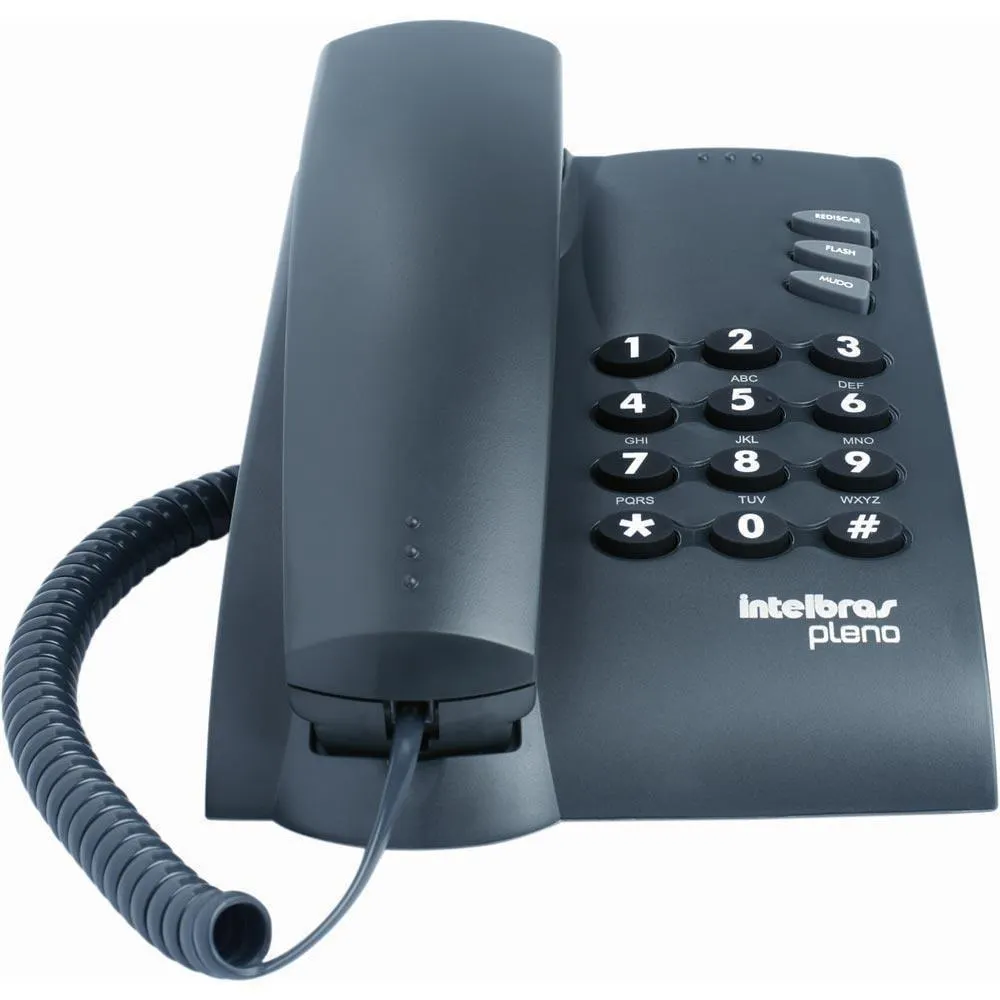 Telefone com fio Pleno preto com chave, Modelo 4080057, INTELBRAS