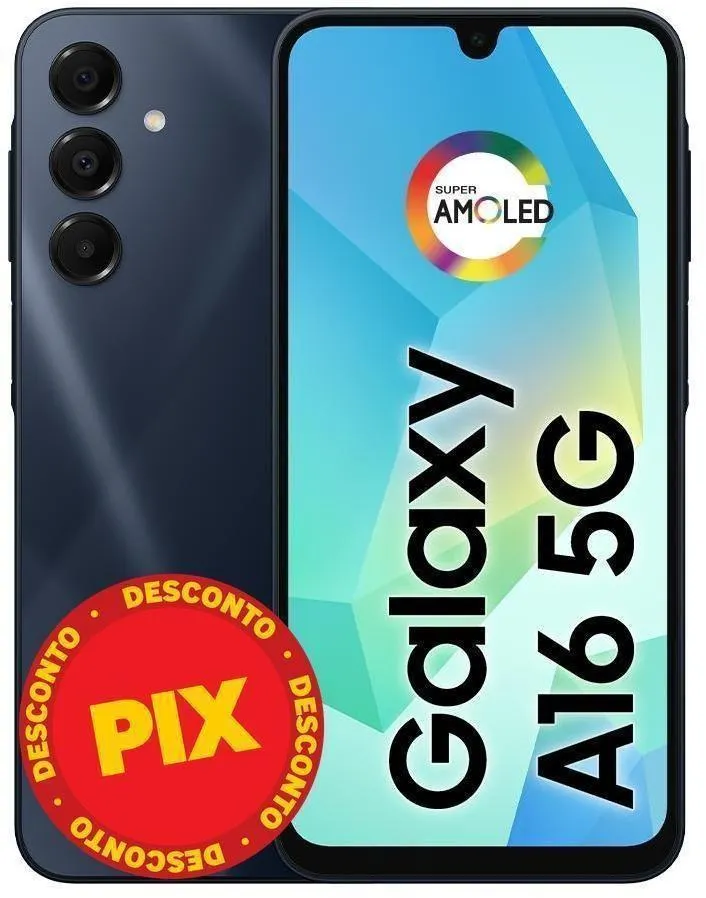 Smartphone / Telefone Celular Samsung Galaxy A16 5G 128GB 4GB RAMCâmera 50MP Tela 6.7" NFC IP54 B Azul Escuro