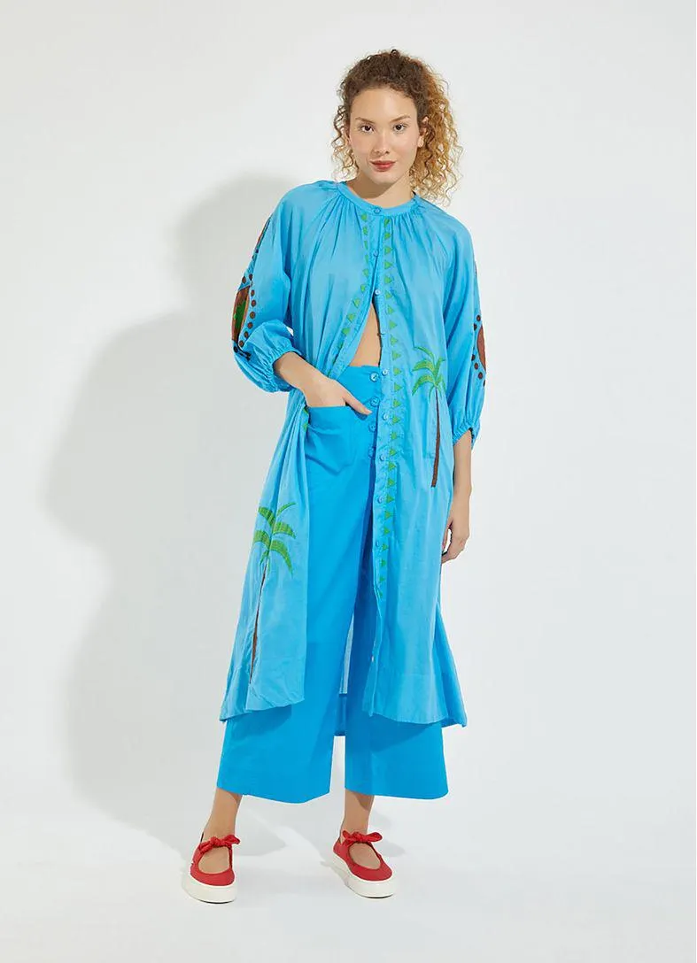 Calca algodao color azul