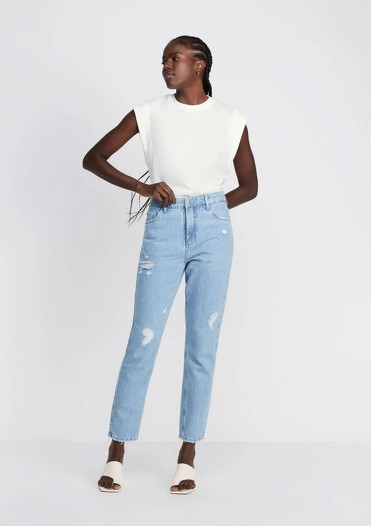 Calça Jeans Mom Cintura Super Alta - Azul