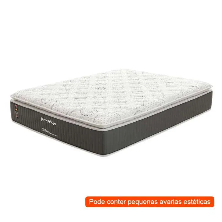 [OUTLET] Colchão Queen Safira Plush Mola Ensacada (34x158x198) Branco e Cinza