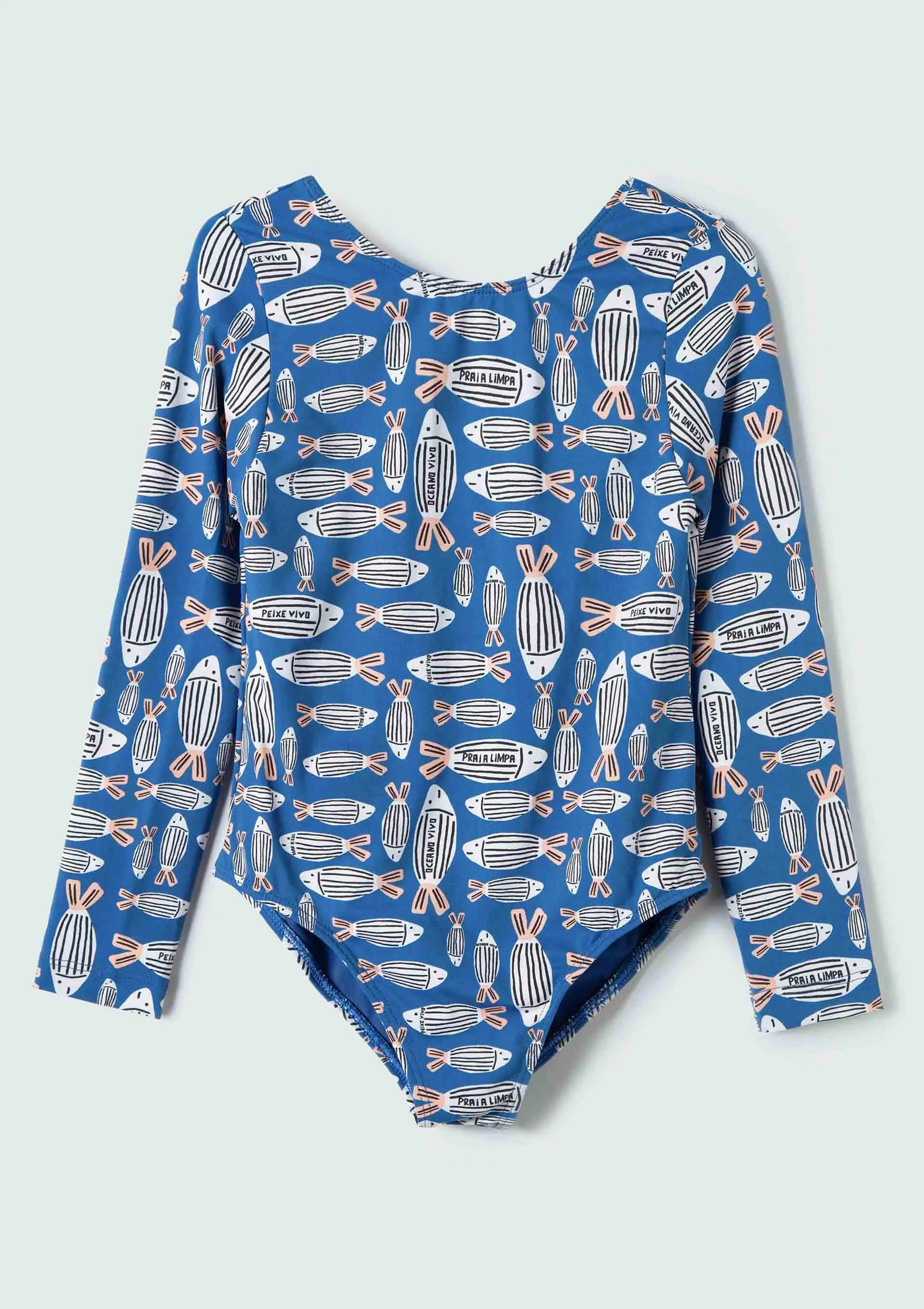 Maiô Infantil Manga Longa Estampado Fábula - Azul