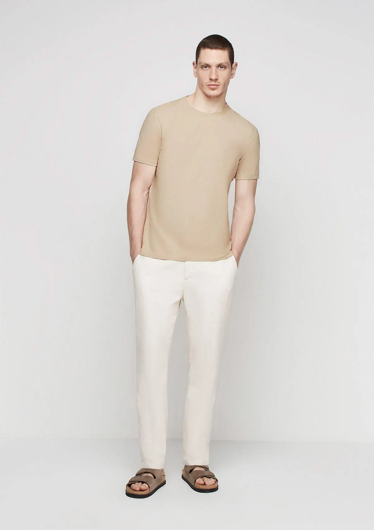 Camiseta Masculina Decote Redondo Regular Fit - Marrom