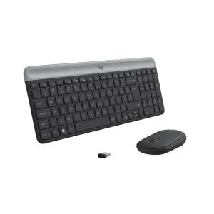 Combo Teclado e Mouse sem fio Logitech MK470 com Design Slim, Digitação e Clique Silencioso, Conexão USB e Pilhas Inclusas - Grafite