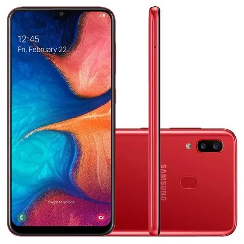 Smartphone Samsung Galaxy A20 32GB, 4G - 3GB RAM 6,4" Câm. Dupla + Câm. Selfie 8MP