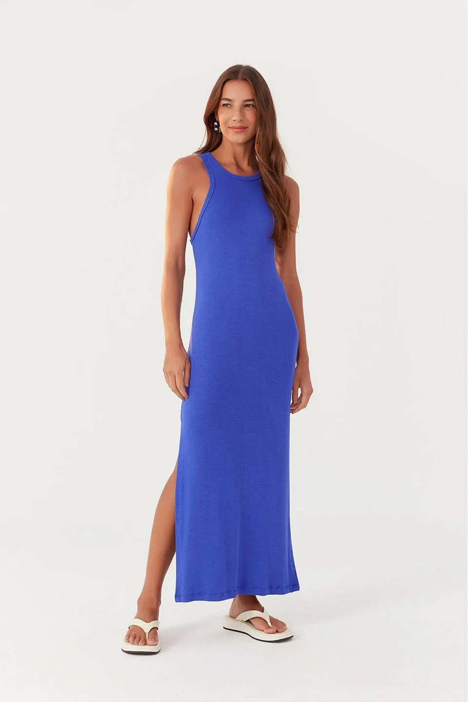 Vestido Malha Canelada Regata