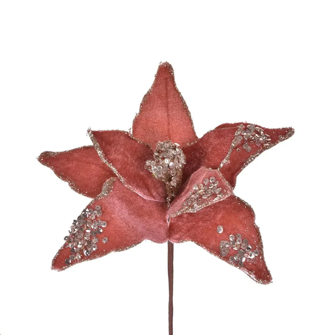 Pick Flor Artificial Arame de Plástico e Tecido 25cm Vermelho - G.Presentes