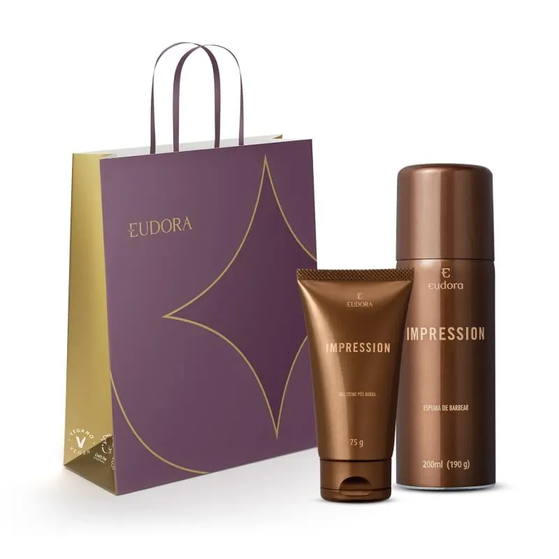 Combo Impression Barba presente: Gel Creme pós Barba 75g + Espuma para Barbear 200ml + Sacola