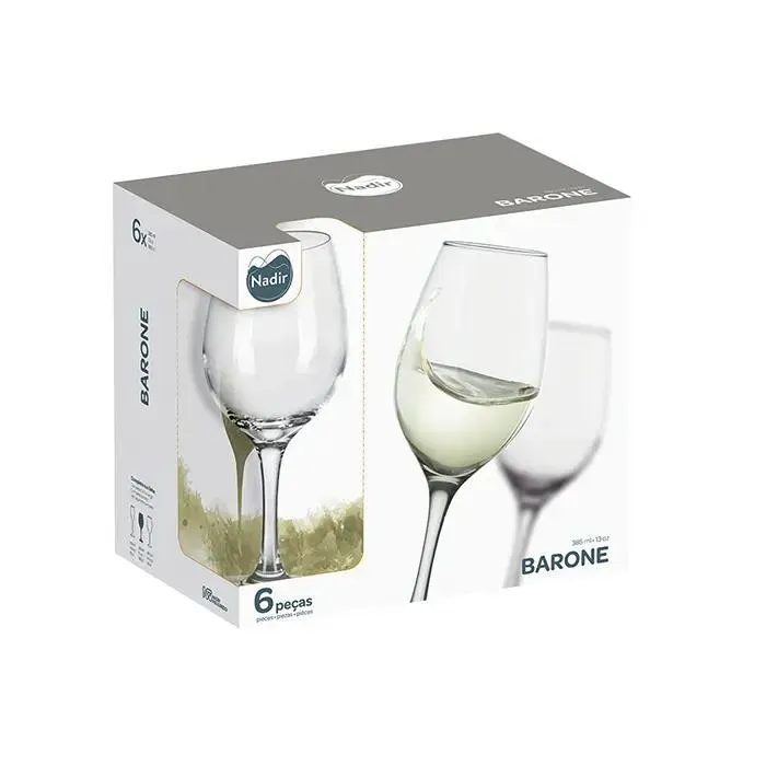 Jogo de Taças para Vinho Barone Nadir 385ml 6 peças Giftbox