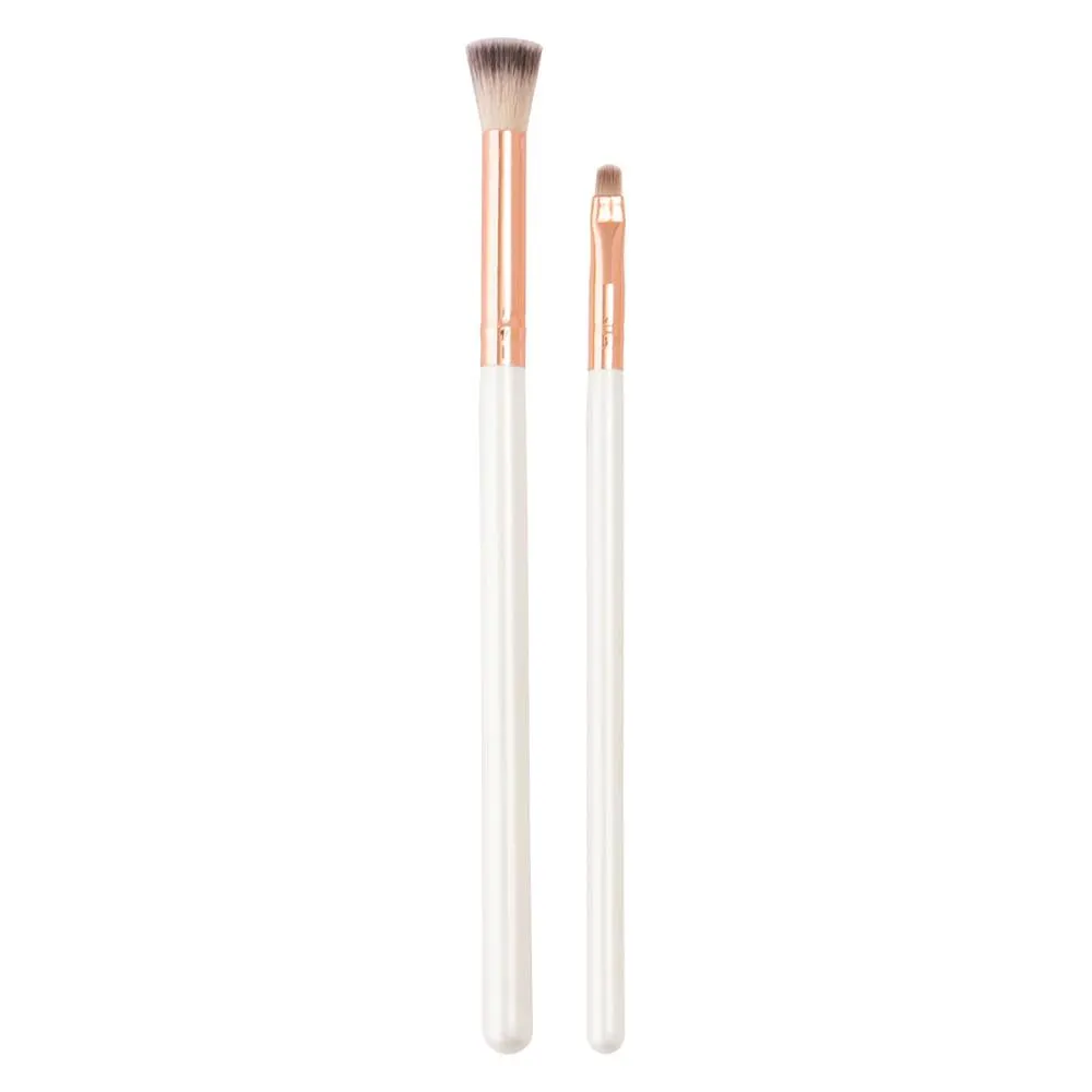 Kit 2 Pincéis de Maquiagem Sombra e Lábios Microfibra Cabo Branco 16x0,5cm LM2982 - honeyhome
