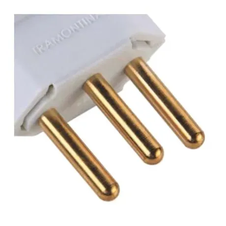 Plugue Macho Reto 2P+T 10A 250V Branco 57402/003 TRAMONTINA ELETRIK