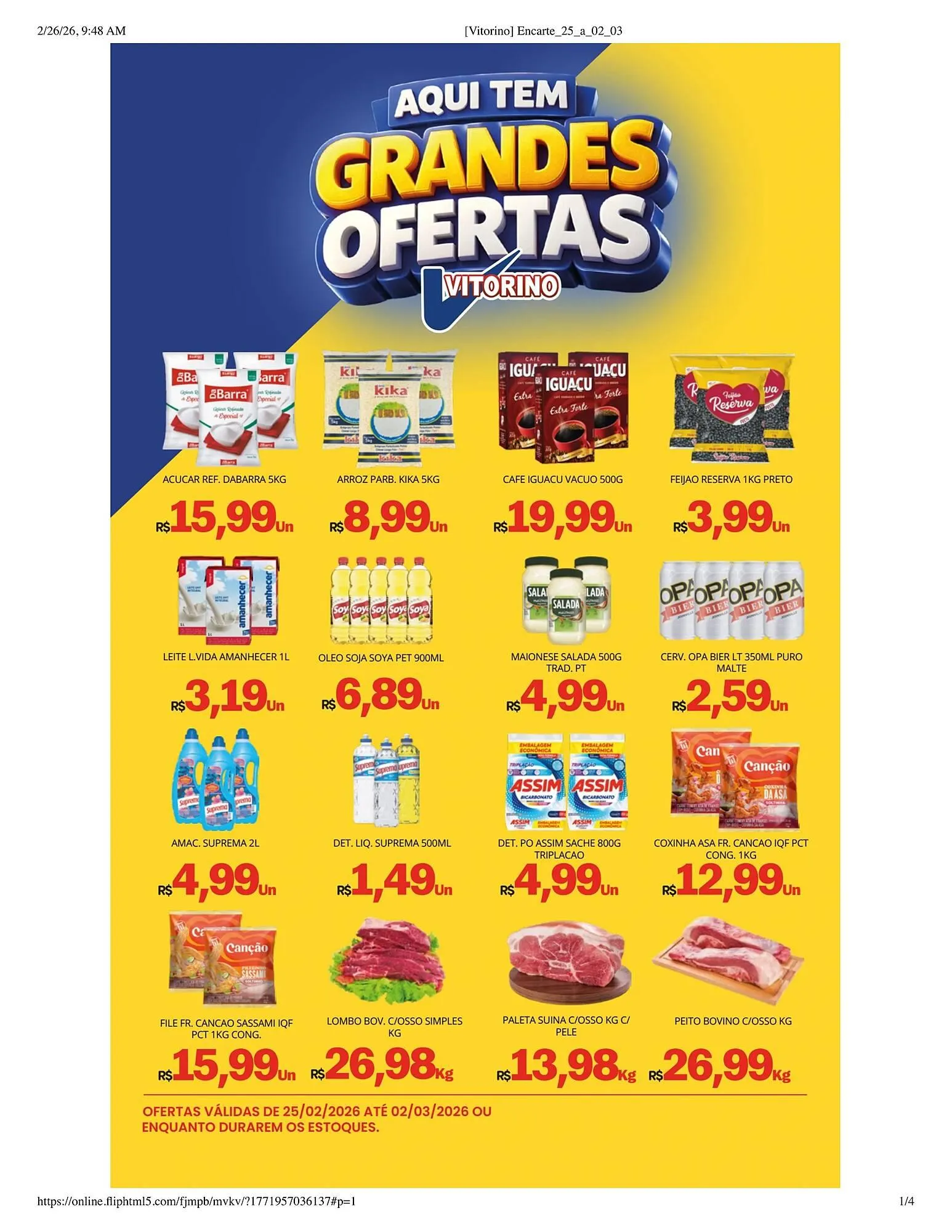 Encarte de Catálogo Supermercado Vitorino 26 de fevereiro até 2 de março 2026 - Pagina 1