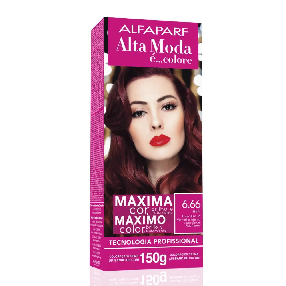 Tintura Alfaparf Alta Moda É Colore Louro Escuro Vermelho Intenso 6.66 Rubi 150g