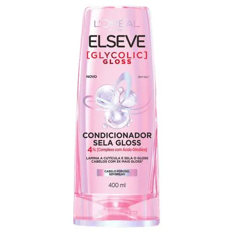 Condicionador Sela Gloss Elseve Glycolic Gloss Frasco 400ml