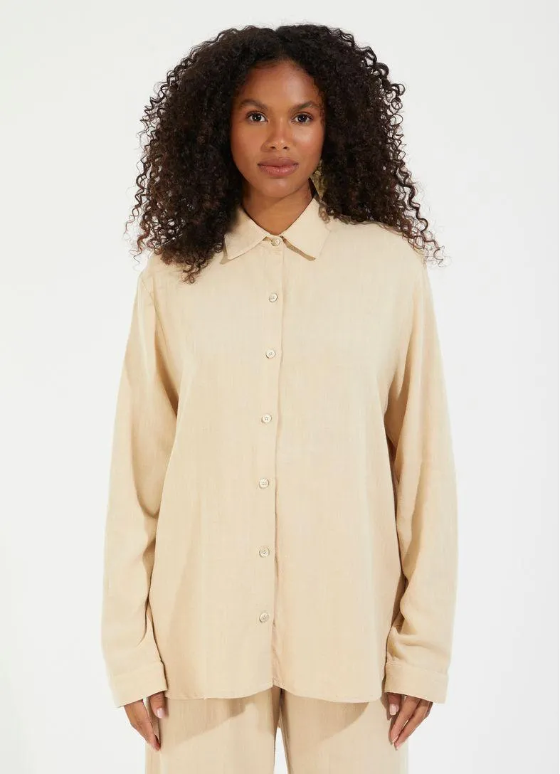 Camisa linho textura areia