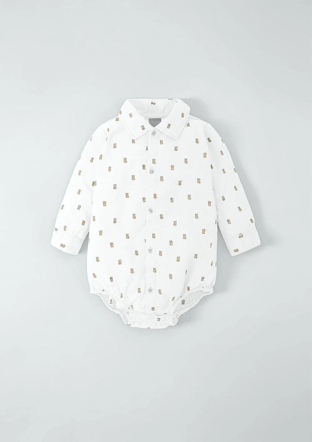 Body Camisa Bebê Menino Estampado - Off White