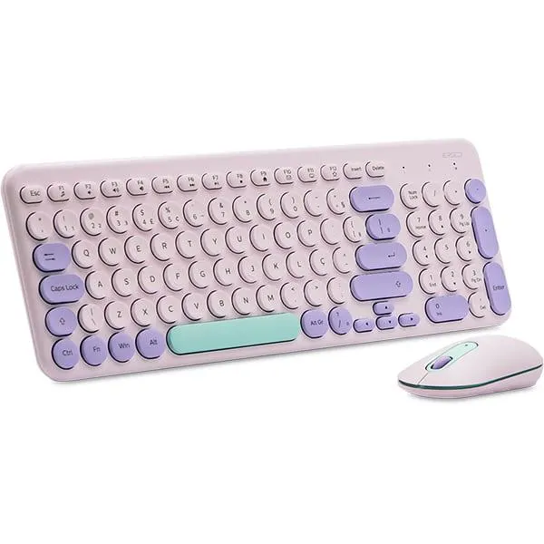 Kit Teclado e Mouse sem Fio, Wireless, Padrão ABNT2, Lilás, KMW278L, Ergo - CX 1 UN