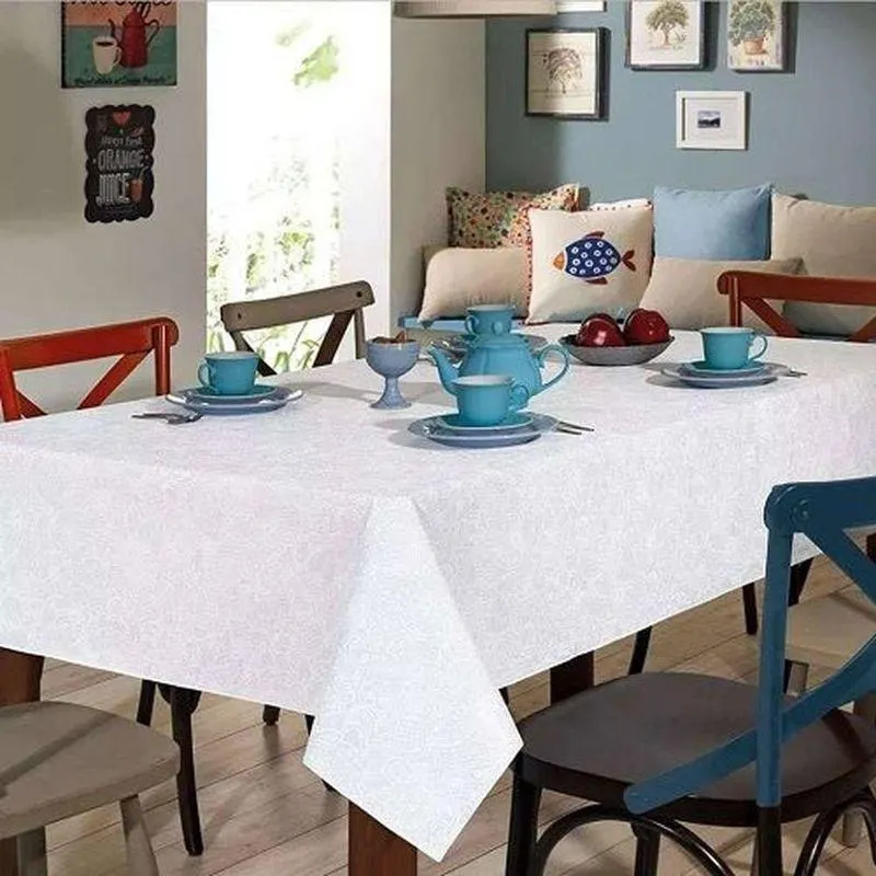 Toalha Mesa Quadrada Clean Athenas Estampado Edite Branca 140x140cm - Dohler