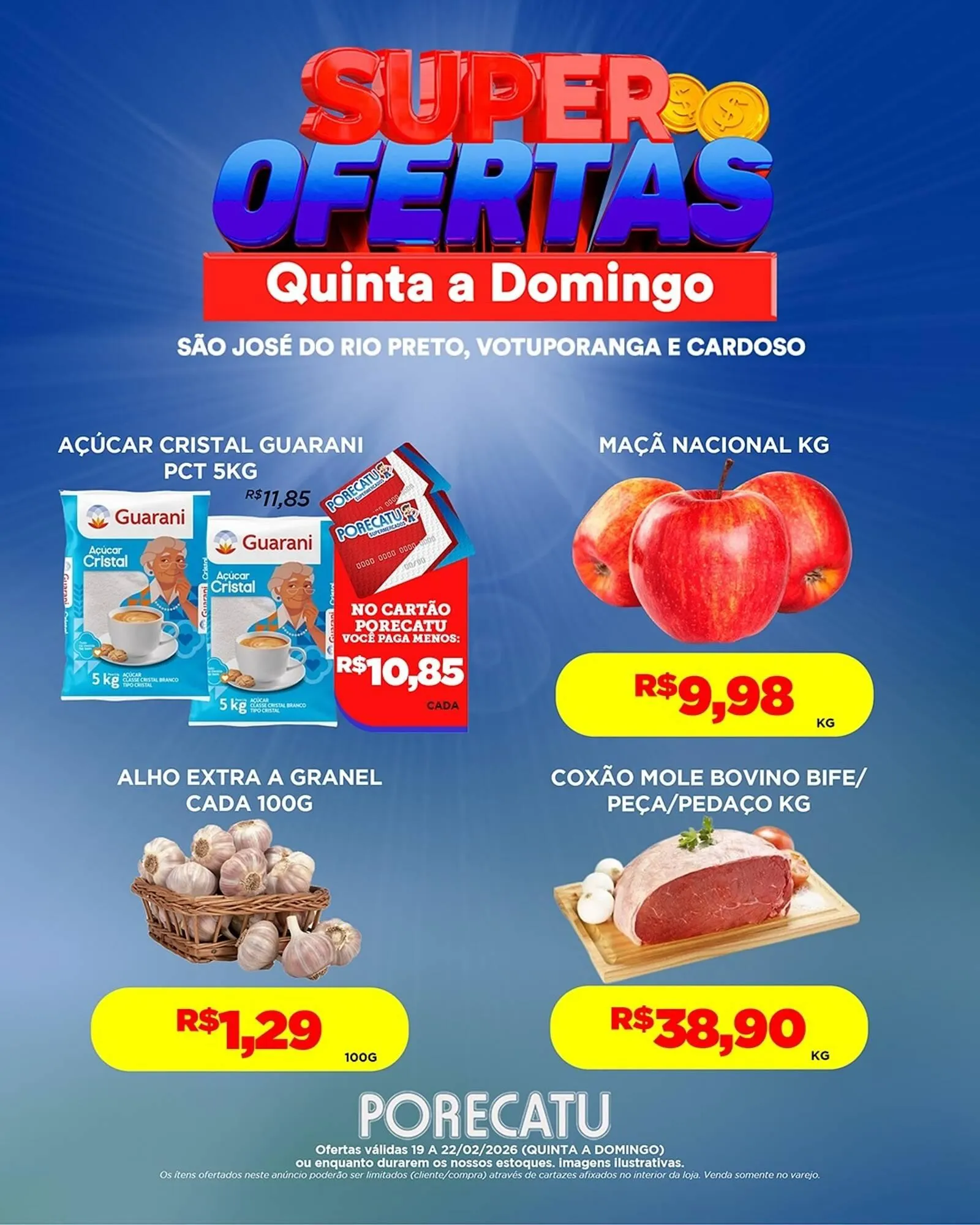 Encarte de Catálogo Supermercado Porecatu 19 de fevereiro até 22 de fevereiro 2026 - Pagina 1