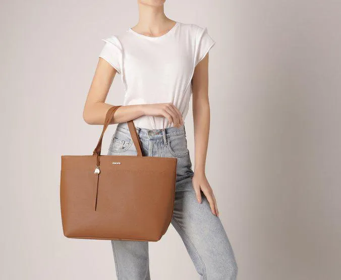 Bolsa Shopping Marrom Grande Alça Marrom Bag Charm